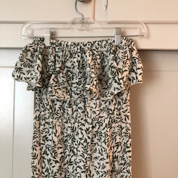 NWT Yidarton Ruffled Strapless Maxi Dress Green and White size medium - Picture 4 of 12